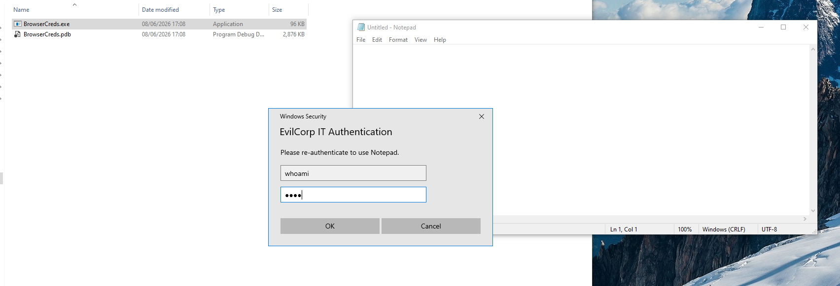 Windows Security Dialo popup when notepad is running